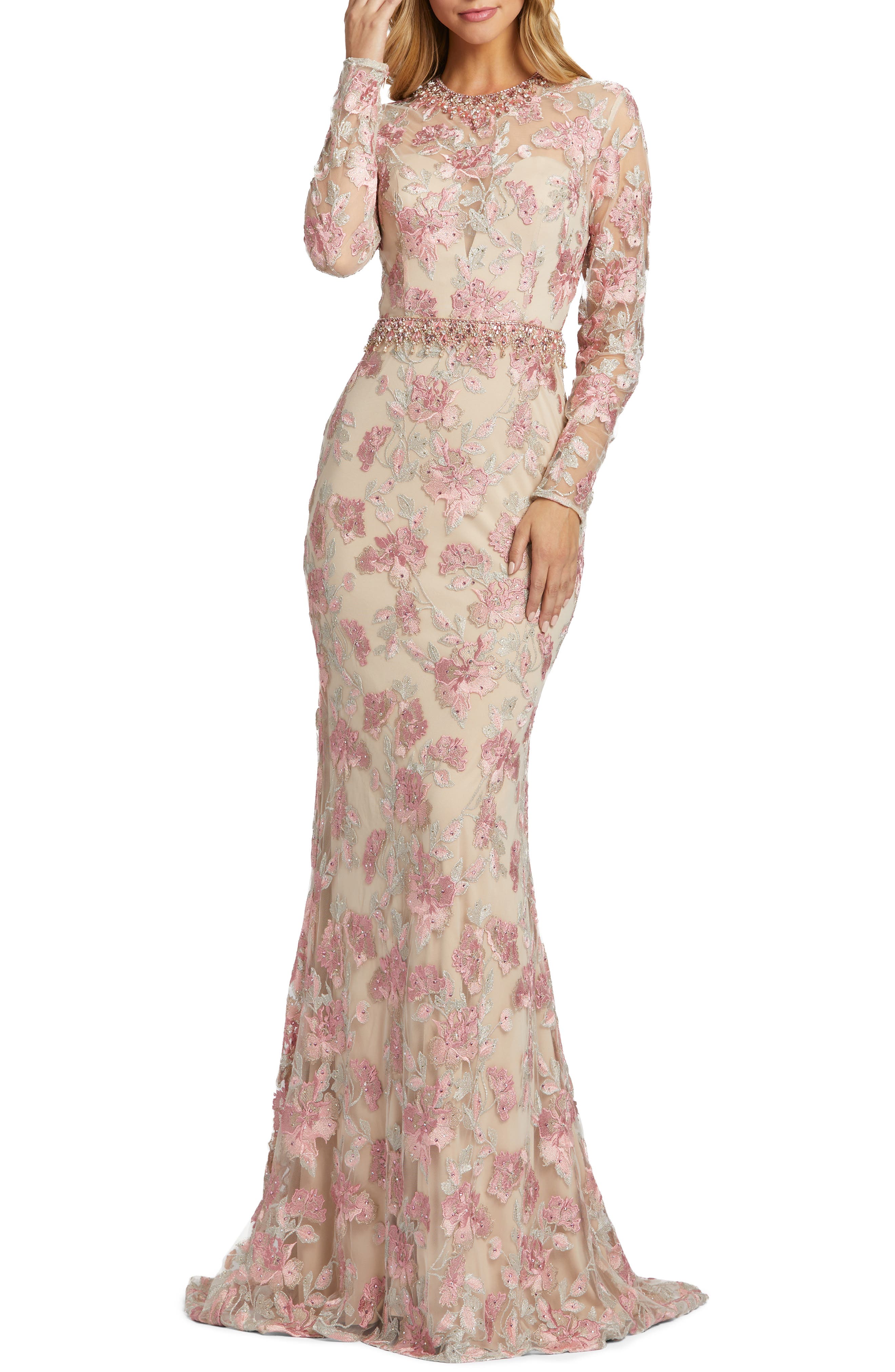 Mac Duggal Floral Embroidery Long ...